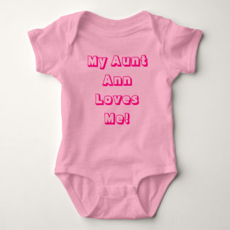 My Aunt Ann Loves Me or Other Text in Pink Baby Bodysuit