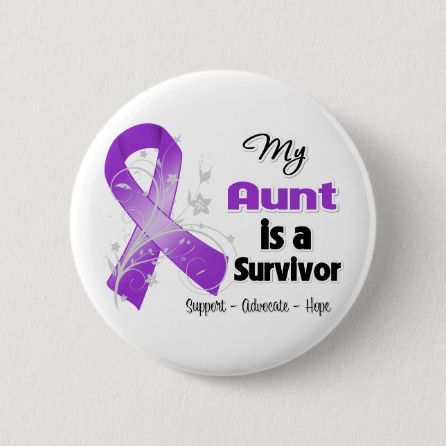 My Aunt is a Survivor Purple Ribbon 6 Cm Round Badge (Front)