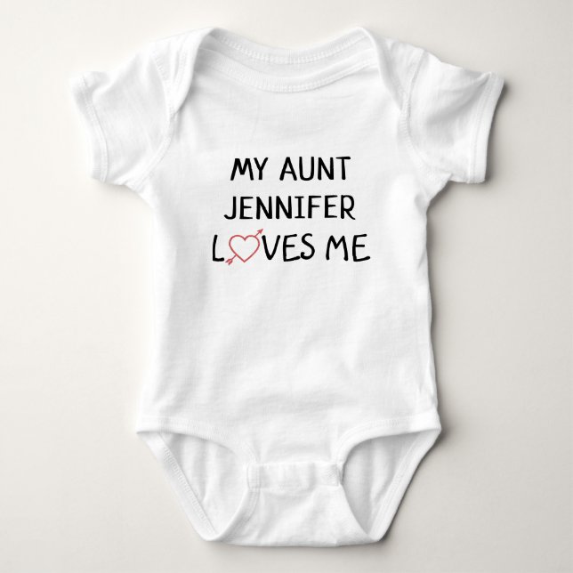 My Aunt Loves Me Heart Niece Nephew Baby Bodysuit (Front)