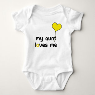 My Aunt loves me yellow Heart Balloon Baby Bodysuit