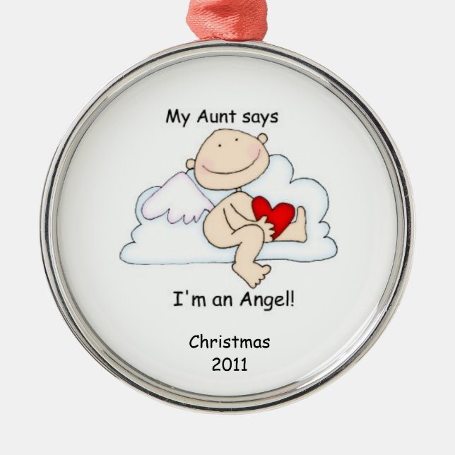 My Aunt says I'm an Angel! Metal Tree Decoration (Front)