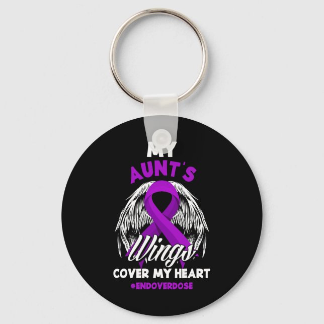 My Aunt's Wings Cover My Heart End Overdose  Key Ring (Front)
