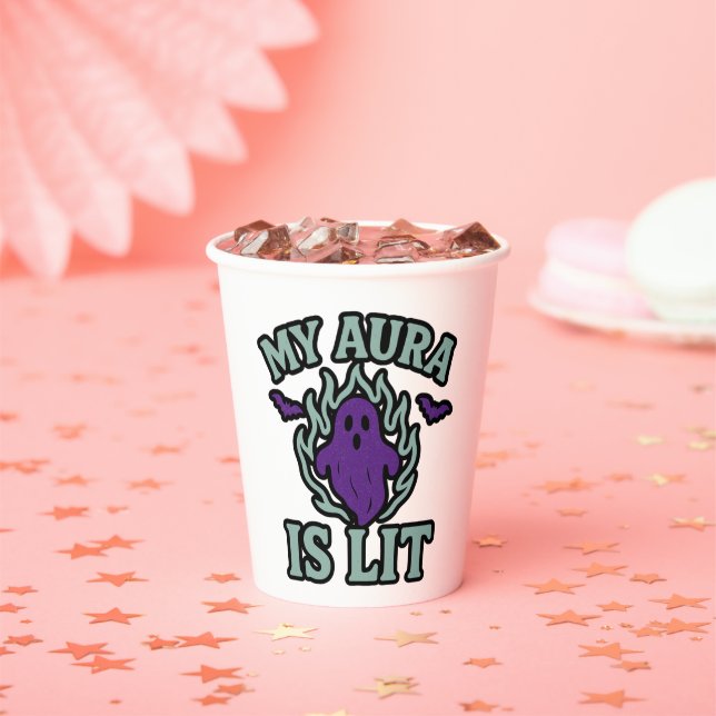 MY AURA IS LIT – Funny Halloween Party Cup (Insitu)