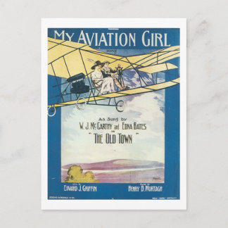 My Aviation GIrl Vintage Songbook Cover Postcard