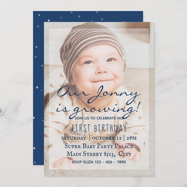 My Baby 1st Birthday - Simple Photo Invitation (Front/Back)