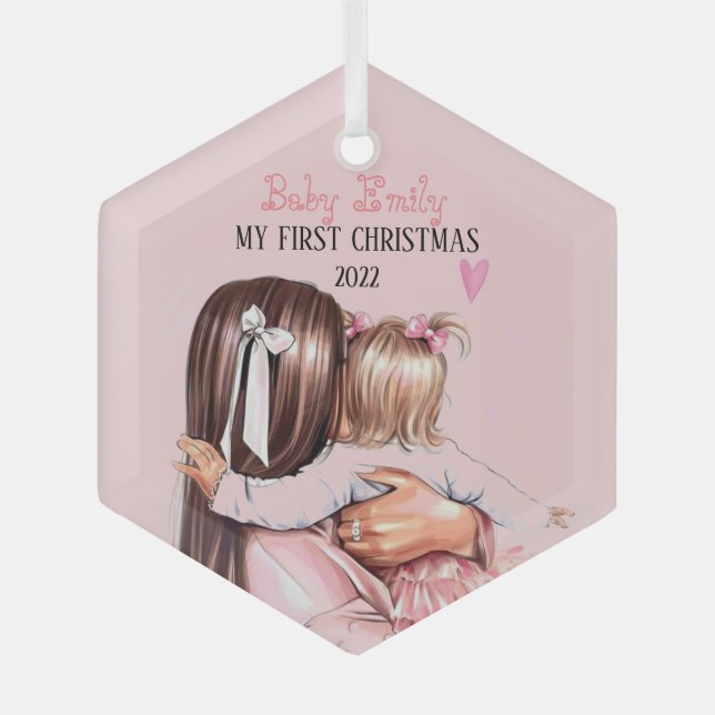 My baby girl 1st Christmas 2022 Glass Tree Decoration (Front)