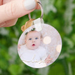 My Baby Photo Custom Key Ring<br><div class="desc">Your baby's photo on a keychain! Upload your own image to create your keychain for yourself or give as a gift to family,  friends,  parents and grandparents! The word love in a check script is featured over your photo.</div>