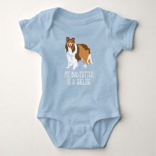 "My Babysitter is a Sheltie" Baby Bodysuit Shirt