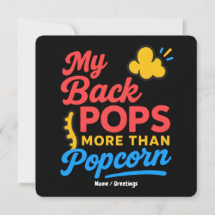 My Back Pops More Than Popcorn Funny Retro Spine Invitation