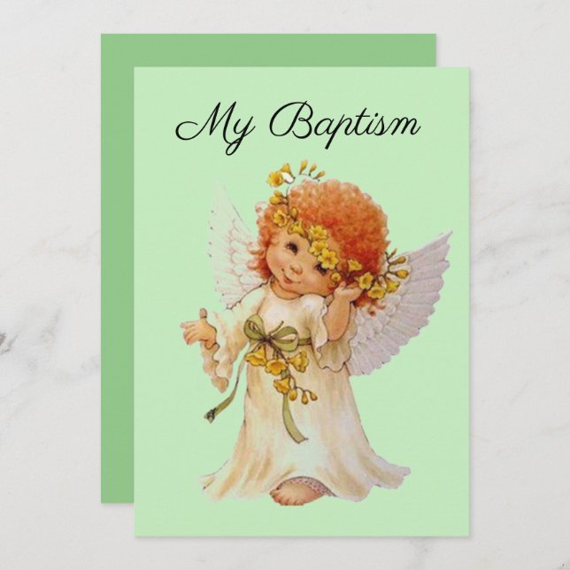 My Baptism angel Invitation (Front/Back)
