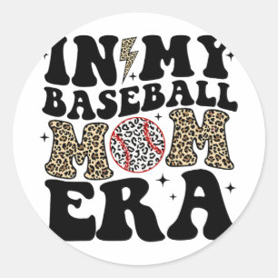 My Baseball Mom Era Leopard Mom Baseball Mama Moth Classic Round Sticker