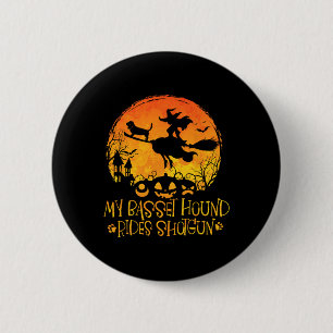 My Basset Hound Rides Shotgun Dog Halloween Costum 6 Cm Round Badge
