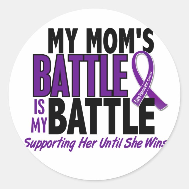 My Battle Too Mum Pancreatic Cancer Classic Round Sticker (Front)