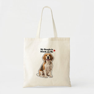 My Beagle Is Stuck On Me Cute Dog Lover Tote Bag