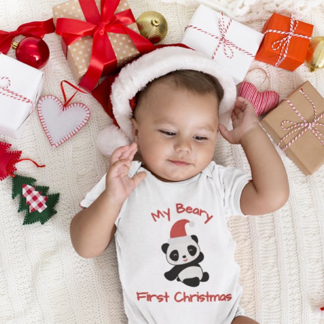 My Beary First Christmas – Panda with Santa Hat Baby Bodysuit (Creator Uploaded)