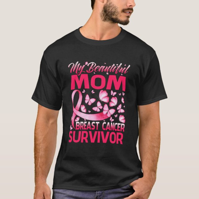 My Beautiful Mum Breast Cancer Survivor Butterfly. T-Shirt (Front)