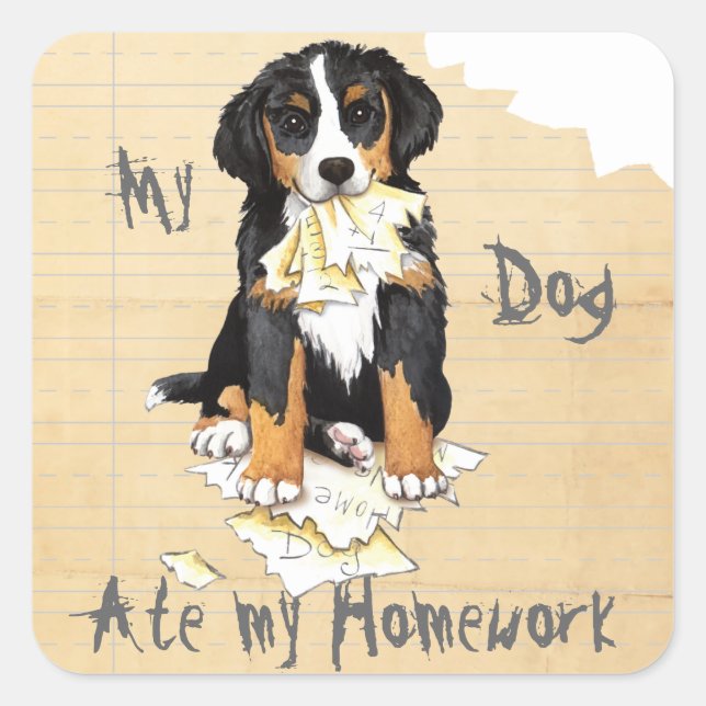 My Berner Ate My Homework Square Sticker (Front)