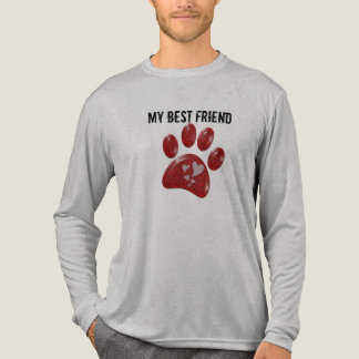 My Best Friend Bright Red Paw Print Dog Lover Tri-Blend Shirt
