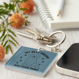 My Best Friend Has Four Paws Golden Retriever Dog  Key Ring