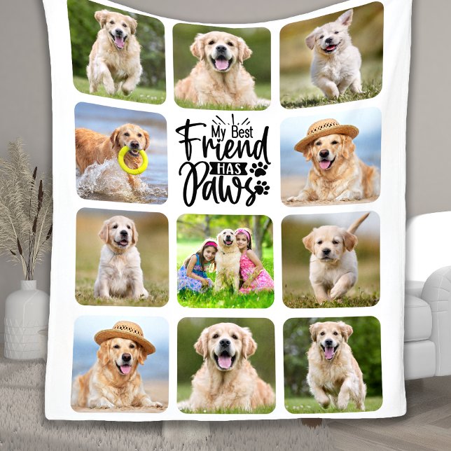 My Best Friend Has Paws Custom Pet Dog 11 Photo Fleece Blanket (Creator Uploaded)