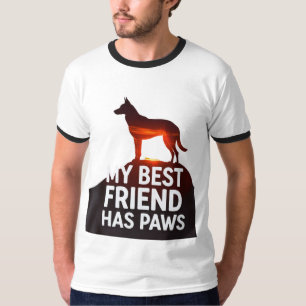 My Best Friend Has Paws" - Sunset Dog Silhouette R T-Shirt