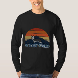 My Best Friend Husky  Husky Dog Sunset Mountain Gr T-Shirt
