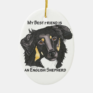 My Best Friend is a Black & Tan English Shepherd Ceramic Tree Decoration