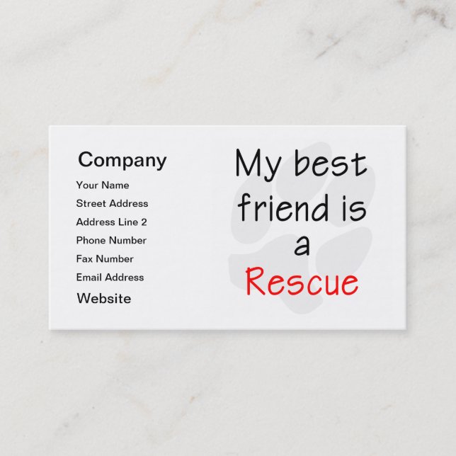 My Best Friend is a Rescue Dog Business Card (Front)