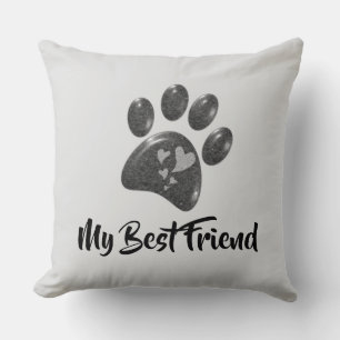 My Best Friend Pet Dog Paw Print Animal Lover Cushion