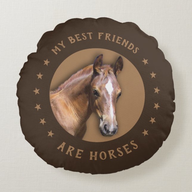 My best Friends are Horses Round Cushion (Front)