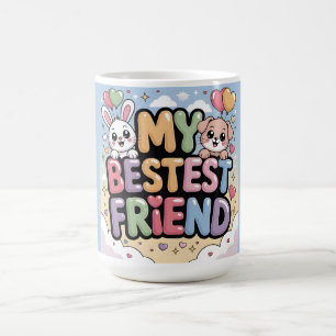My Bestest Friend Graphic: Cute Bunny and Puppy Coffee Mug
