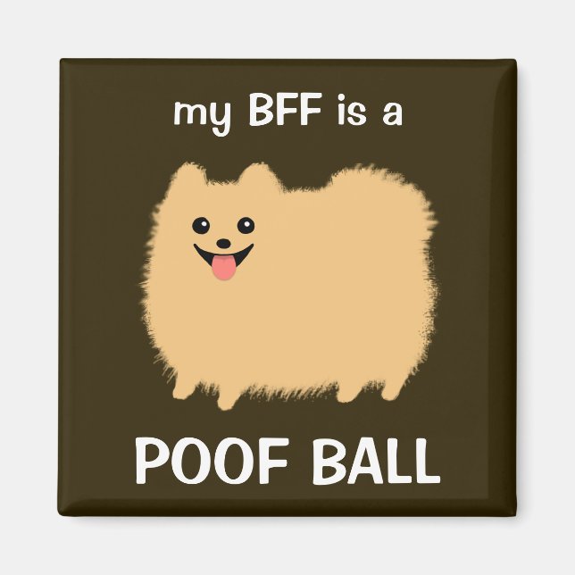My BFF is a Pomeranian Poof Ball - Fun Pom Design Magnet (Front)