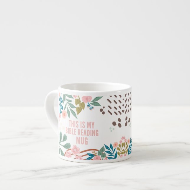 My Bible Reading Floral Abstract Custom Name Espresso Cup (Front Left)