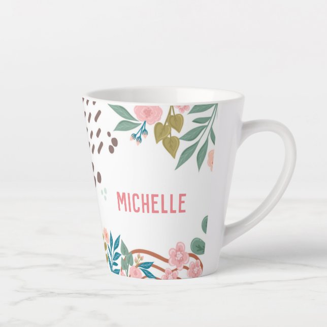 My Bible Reading Floral Abstract Custom Name  Latte Mug (Right)