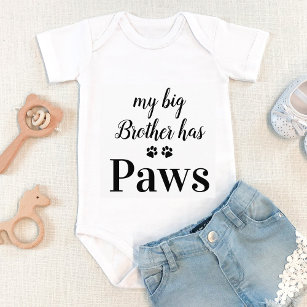My Big Brother Has Paws Dog Lover Baby Bodysuit