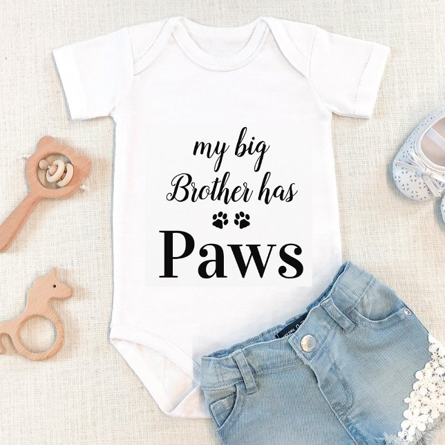 My Big Brother Has Paws Dog Lover Baby Bodysuit (Creator Uploaded)