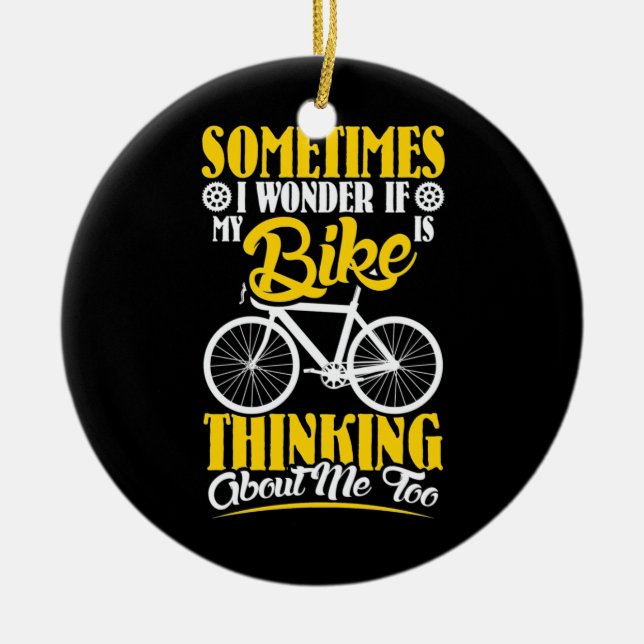 My Bike Thinking About Me Ceramic Tree Decoration (Front)