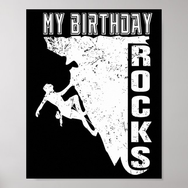 My Birthday Rocks Retro Climbing  Poster (Front)