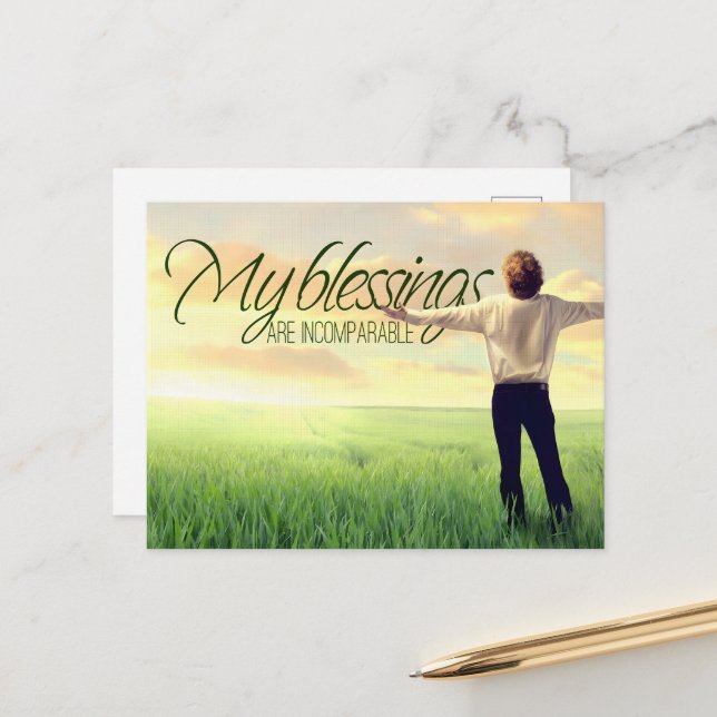 "My blessings" Motivation Affirmation Postcard (Front/Back In Situ)