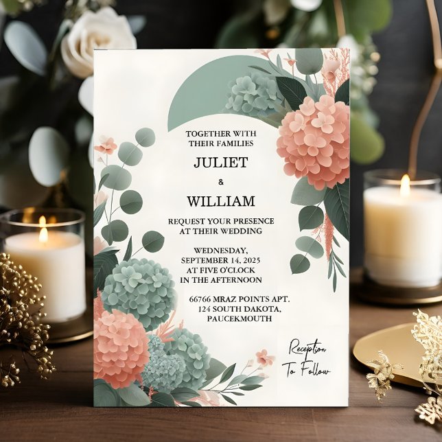 My Blush pastel Peach Mint Moss Sage Green Wedding Invitation (Creator Uploaded)