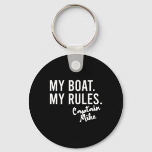 My Boat My Rules Captain Mike Personalised Boating Key Ring