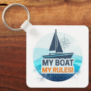 My Boat My Rules For Captain or Skipper Vintage Key Ring