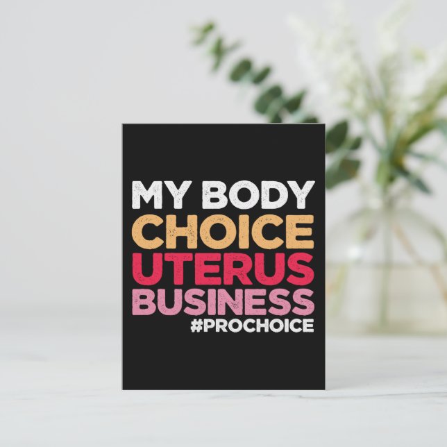 My Body Choice Uterus Business Prochoice Feminist Postcard (Standing Front)