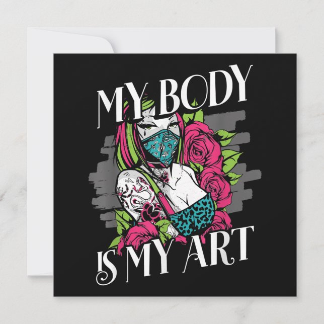 My Body Is My Art Tattoo Artist Gift Holiday Card (Front)