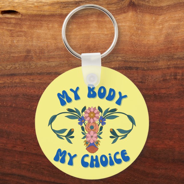 My Body My Choice Floral Uterus Pro-Choice  Key Ring (Front)