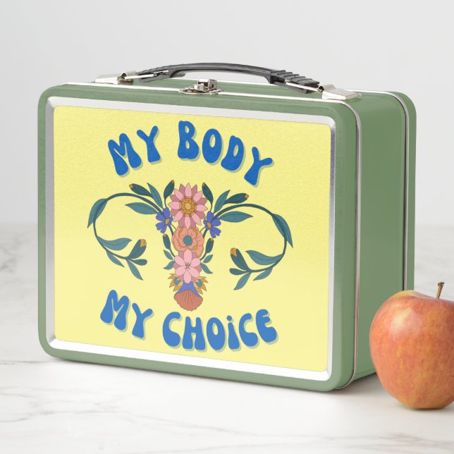My Body My Choice Floral Uterus Pro-Choice  Metal Lunch Box (In Situ)
