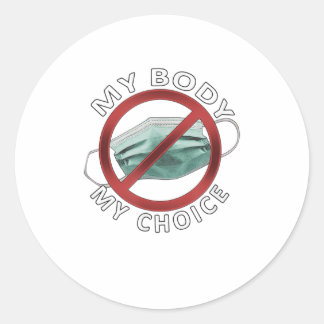 my body my choice mask classic round sticker