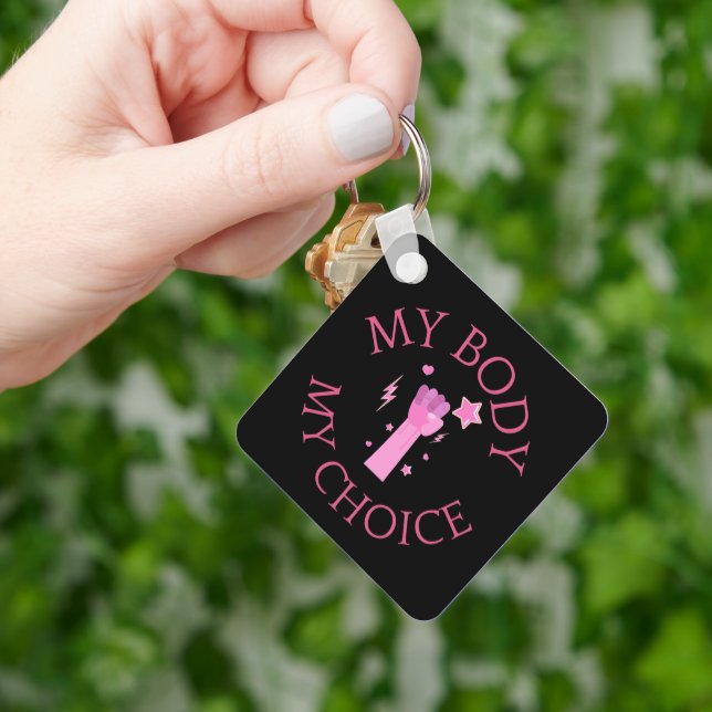 My Body My Choice Pink Fist Feminist Key Ring (Hand)