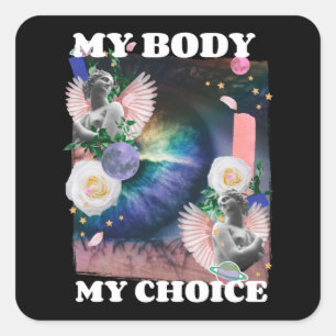 My Body My Choice Women's Rights Illustration  Square Sticker