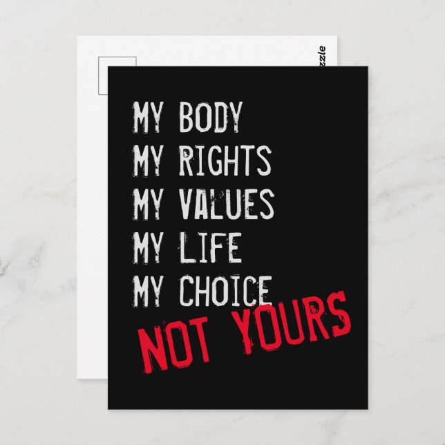 My body, Not yours Postcard (Front/Back)